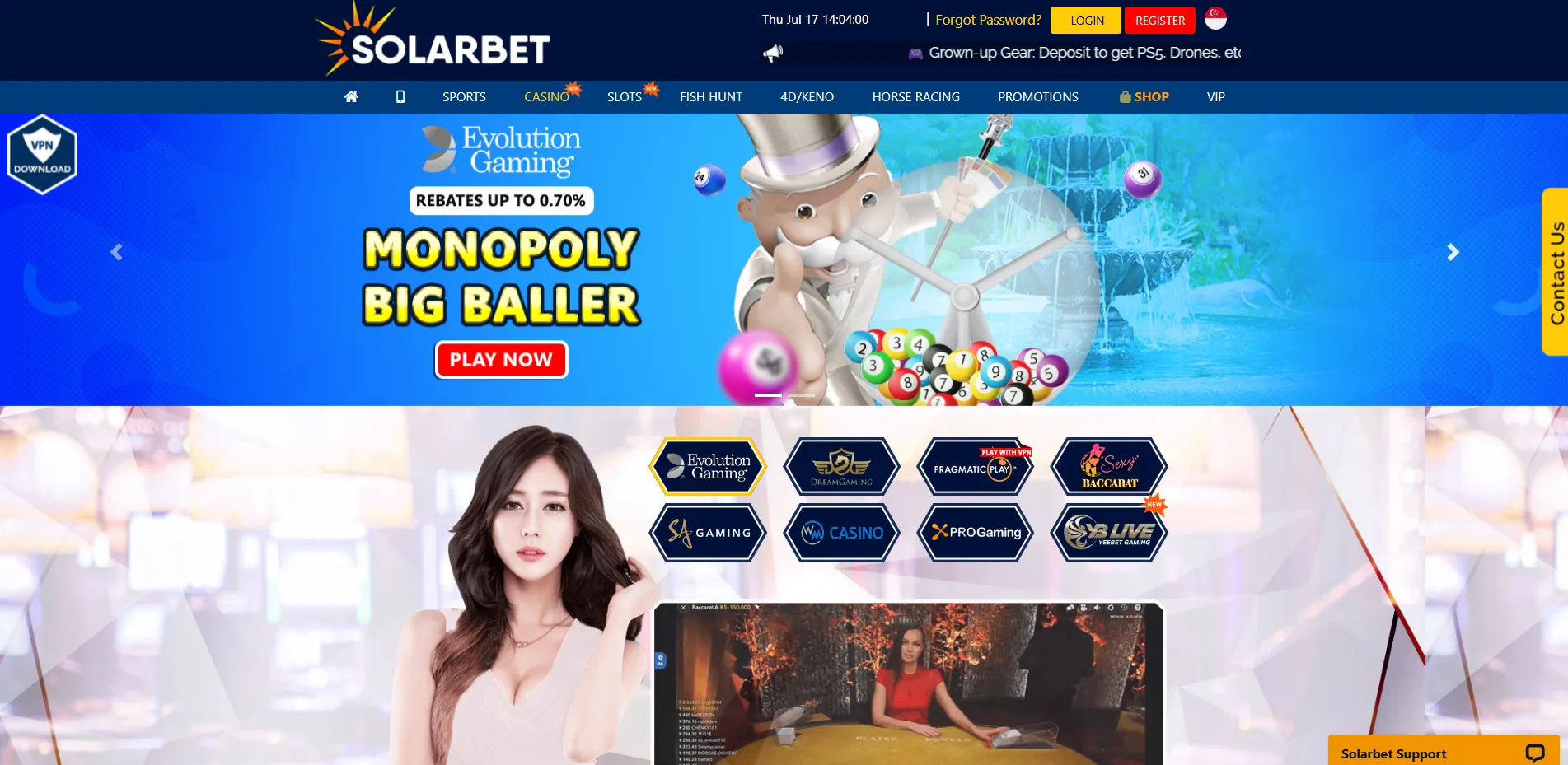 Solarbet Live Dealer Games