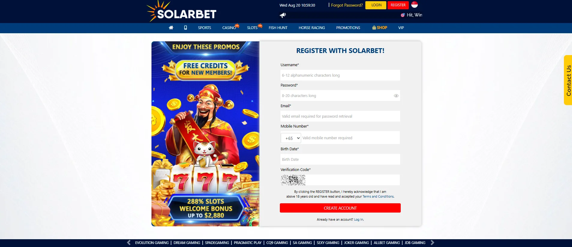 Solarbet Sign Up