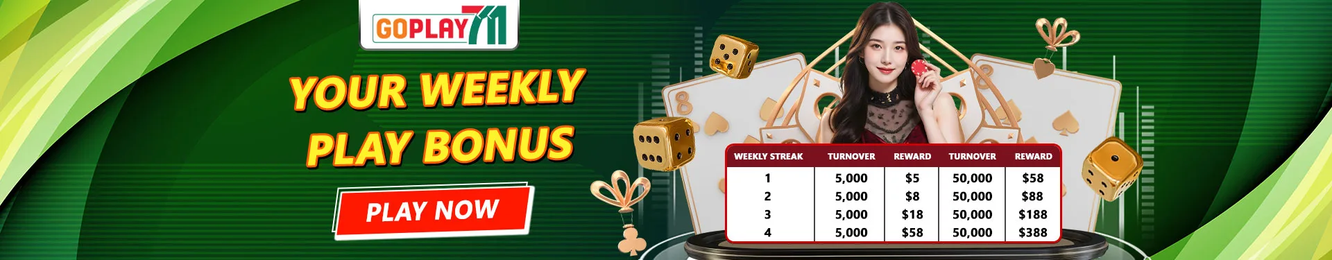 goplay weekly bonus banner